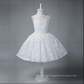 Clássico de alta classe lace flor branca meninas novos modelos 150 cm grânulos cintura vestido de jantar casaco para jovem senhora meninas roupas de bebê
